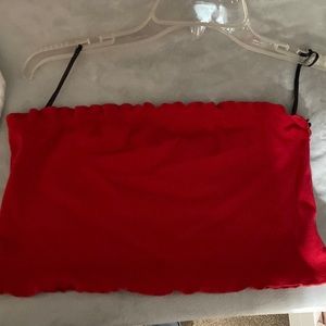 Red ribbed crop top